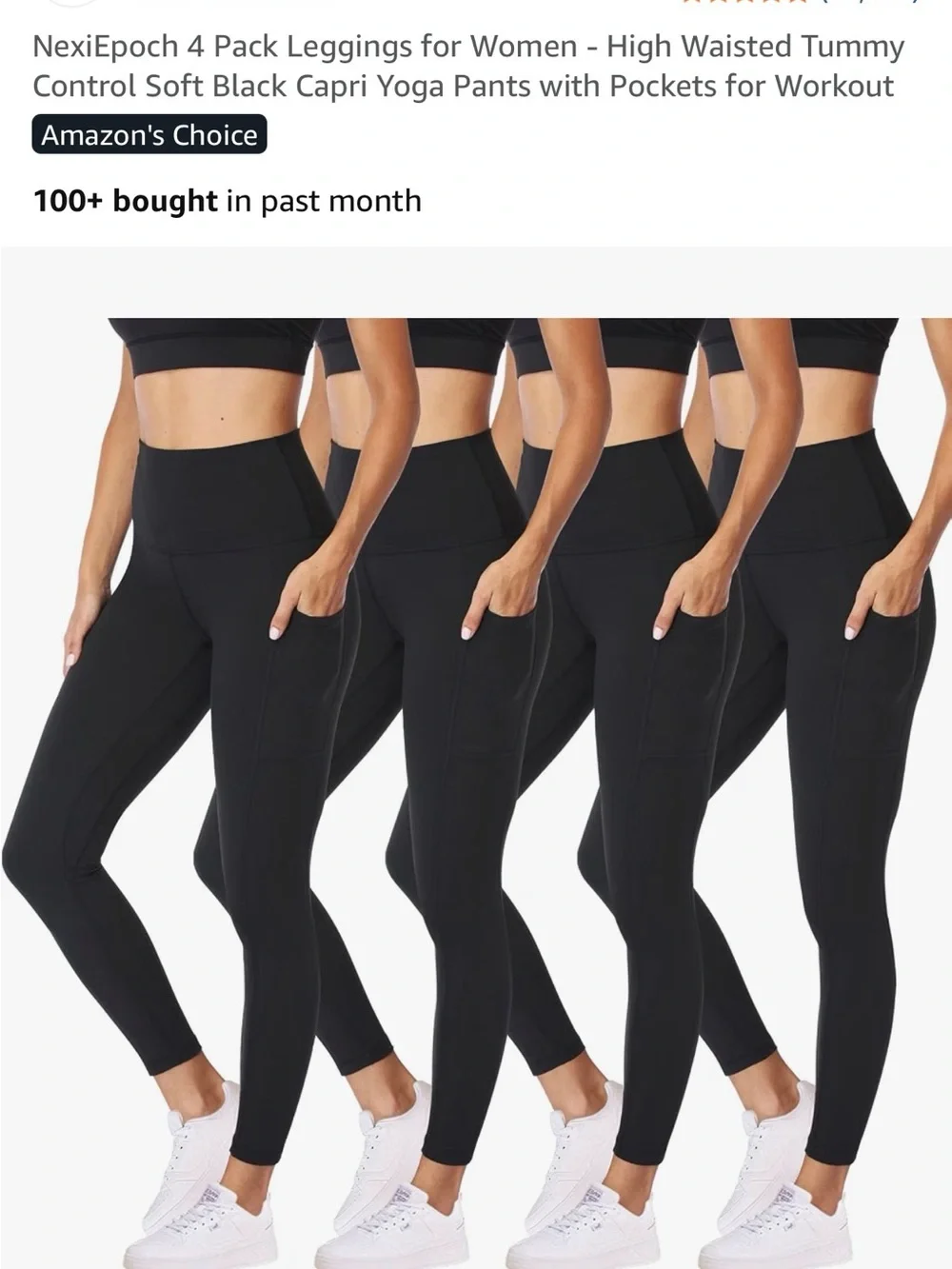 NexiEpoch 4 Pack Leggings with Pockets Size XXL